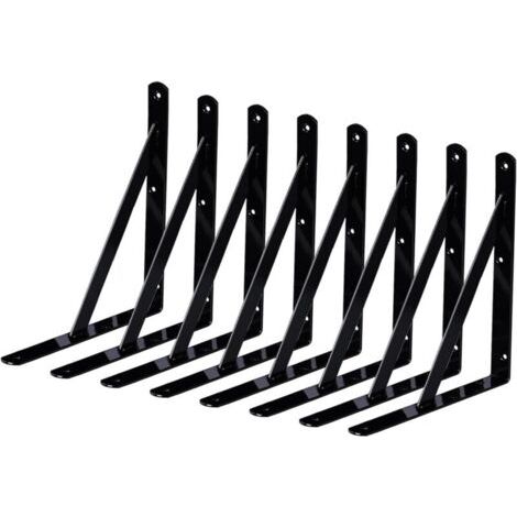 Confezione da 8 staffe per mensole industriali da parete, 150 x 95 mm, staffe di fissaggio in metallo, staffe triangolari per mensole, staffe metalliche resistenti a 90 gradi, per garage, cucina, came