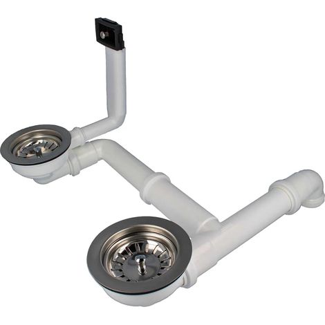 Robinet de bonde double pour évier Ø 114 mm (3 1/2 pouces) avec trop-plein 38 x 64 mm (1/5)