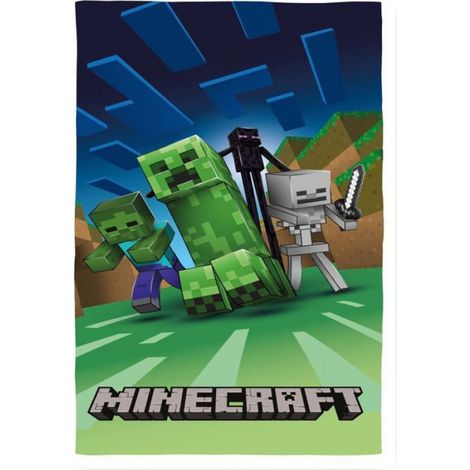 Serviette De Bain - 70 X 140 Cm - 100 % Coton - Pour Enfant - Minecraft - 1 Piece