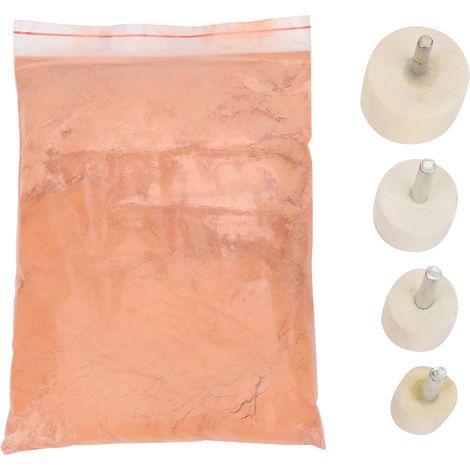 Ortviai Poudre de Céria et Roues en Laine pour Polissage – Lot de 5 + 4 Pièces, 230 g, Dimensions Variées (1/5)
