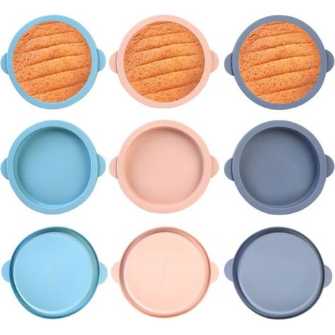 BelleRise - 9 Pcs Moules à œufs en Silicone pour Friteuse à Air, Ronds de Ø 10 cm Moules pour Pains à Hamburger, œufs au Plat, Ramequins