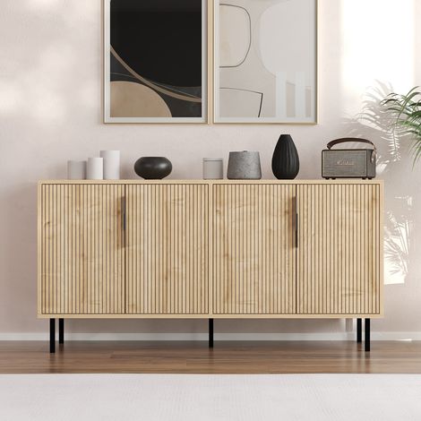 Credenza scanalata con 4 ante effetto legno 150x75cm CIARO