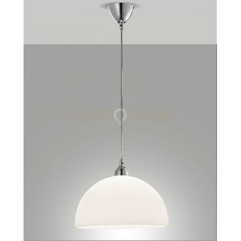 NICE SOSPENSIONE BIANCA D.36 CM CM 1 LUCE ATTACCO E27 IN METALLO E VETRO