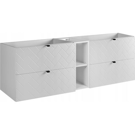 Hängende Waschtischunterschrank Trend 180 cm - Weiß - Modernes Design - Mit Regal und Schubladen (1/5)