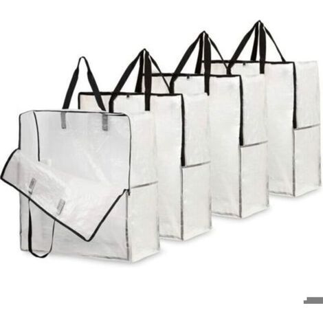 Sac De Rangement Transparent En Lot De 4, Grand Sac Demenagement XXL 60x60cm Avec Poignée De Transport, Sac Rangement Vêtements, J