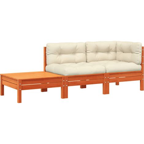 Maison Exclusive - Gartensofa mit Kissen und Fußhocker Massivholz