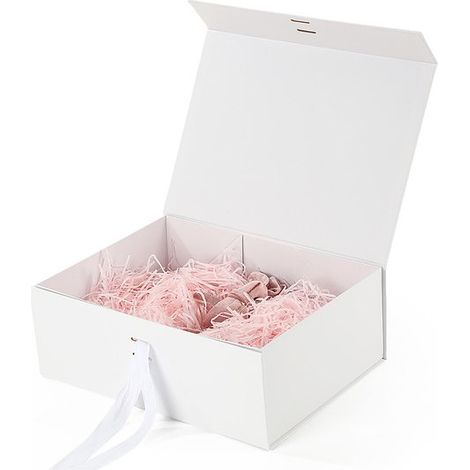Große Geschenkbox mit Deckel – Maße: 29 x 22 x 10,5 cm – Geeignet für Geburtstage, Hochzeiten, Weihnachten, Heiratsanträge usw. – Weiß (1/5)