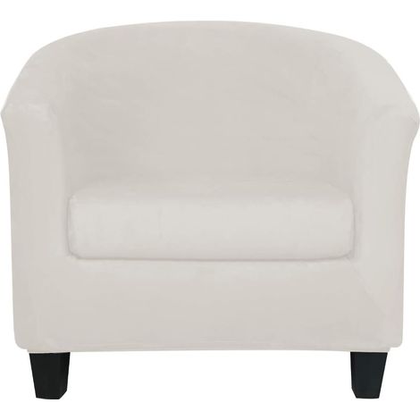 Set of 2 chair covers with stretch velvet cushion covers for armchairs, dining room, living room, office, reception, cafe, bar, counter (beige) (1/5)