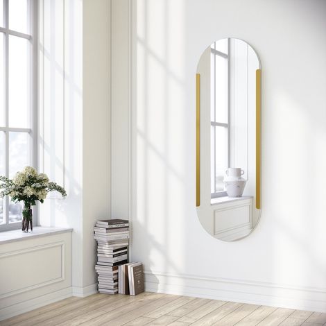 Espejo Rivara, Forma Ovalada, Tipo de Pared, Estructura Color Transparente, 50x150h cm oro\ (1/4)