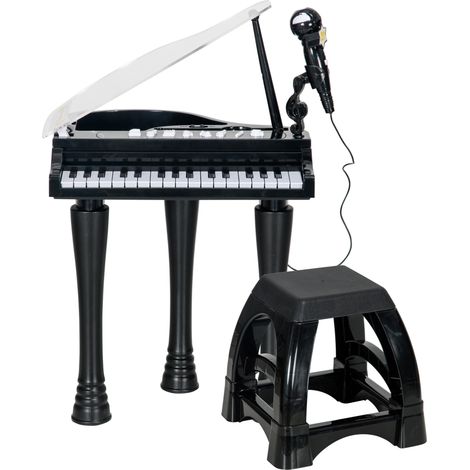 Piano enfant électronique noir – 32 touches, micro, haut-parleur, tabouret – LED, multifonctions (1/5)