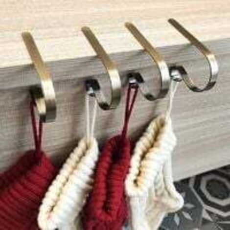 Green Mobility-Lot de 4 porte-bas de Noël pour cheminée Lot de 4 porte-bas de Noël pour crochets de manteau de cheminée Xmas New Year Party (Bronze) (1/4)