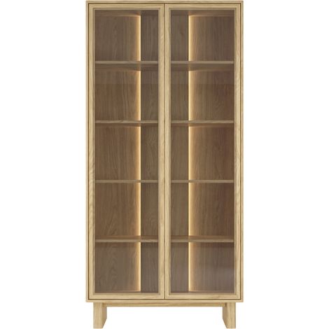 SUMBA - Vitrine 93 cm mélaminé Chêne clair (1/5)