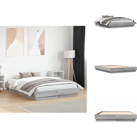 Cadre de lit sans matelas sonoma gris 135x190 cm - Cadre De Lit - Lit Double - Lit En Bois - Sommier - Bois D'ingénierie (1/5)