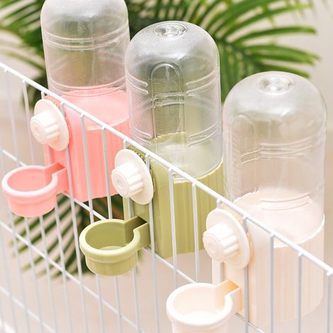 Bouteille d’eau silencieuse pour chinchilla avec bol, petit format couleur rose cerisier