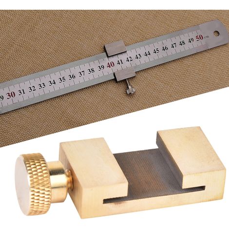 Bloc repère calage règle laiton menuiserie marquage mesure outil à main quincaillerie (1/5)