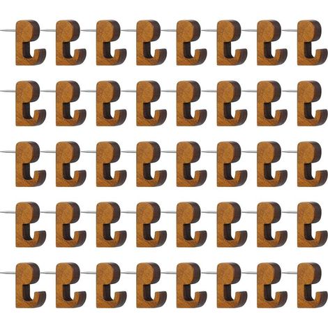 40 pezzi chiodini di Legno, Gancio di Ricambio perno Gancio chiodini decorativi per la Visualizzazione della Tabella o della Parete Mappa perni in Legno di Gancio per Parete (1/5)