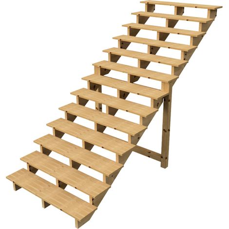 Holztreppe Höhe 224cm 13 Stufen, Breite 140cm, OHNE Setzstufen