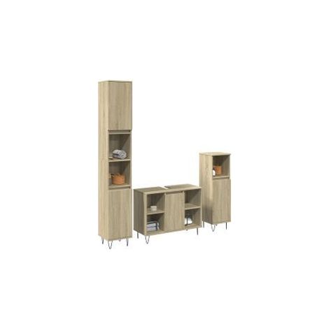 Ensemble de meubles de salle de bain 3 pcs chêne sonoma (1/5)