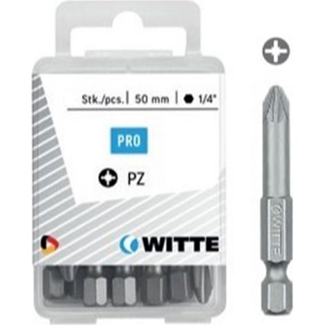 Embouts WITTE en boîte plastique, 50 mm de long, type PZ 3.