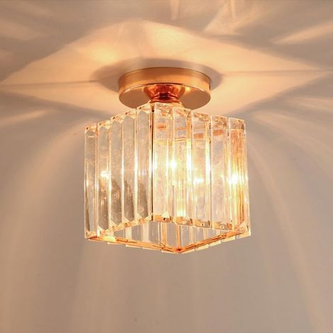 Plafonnier en Cristal E27, Abat-Jour en métal Acrylique, Design Moderne et créatif en Fer, éclairage de Plafond câblé pour Couloir, Couloir ou Balcon, 110 V-240 V (1/5)