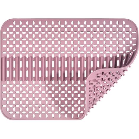 Tappetino in silicone grande per lavello da cucina, 43 x 32 cm, tappetino protettivo per piani cucina, resistente al calore e antiscivolo (rosa)