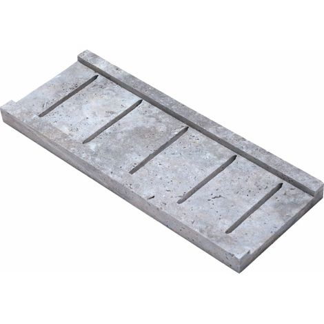 Grille de caniveau en travertin silver 20x50x3cm – Finition vieillie pour évacuation des eaux – Vendu à l'unité