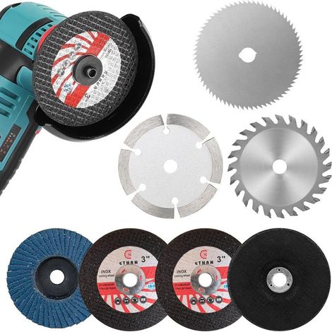6 x 10mm Inner Bore Angle Grinder Cutting Disc, Suitable for Metal, Stone, Wood, Plastic and Grinding, 75mm Diameter (1/5)