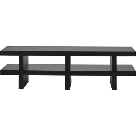 Mueble TV de madera maciza negro L145 cm NALO (1/4)