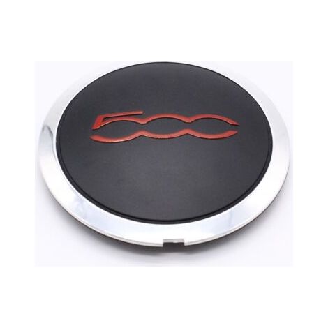 1 x Alloy Wheel Center Cap with Red Chrome Logo for Fiat 500 Fiat Part Number: 51939747
