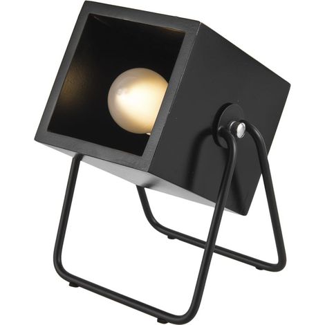 Lampe spot carrée en bois et métal HEFTY (1/2)