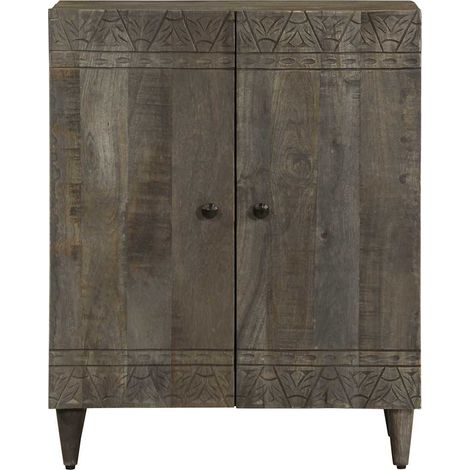 Buffet,Bahut,Meuble de Rangement gris clair 60x33,5x75 cm bois de manguier massif CFW26243 (1/5)