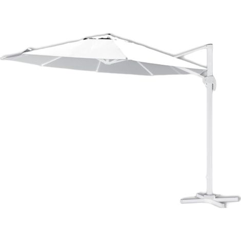 Ombrellone da giardino tondo Ø350 cm con struttura in alluminio e telo impermeabile con airvent Premium White