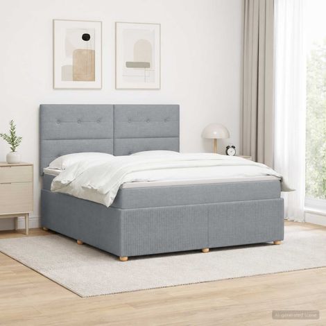 Cama box spring con colchón Gris Claro 140 x 200 cm Tela (1/5)