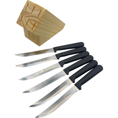 Tramontina Set 7 pezzi coltelli bistecca con ceppo
