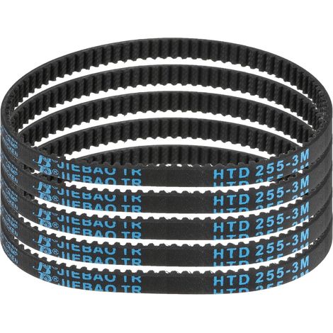 5pcs HTD-3M Courroie de Distribution en Caoutchouc 85 Dents, 255mm Longueur de Pas x 6mm Largeur x 2.4mm Hauteur, Courroie de Poulie en Boucle Fermée (1/5)