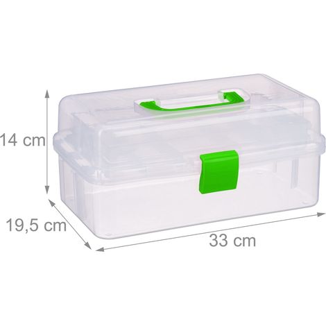 Pratica scatola portaoggetti trasparente 14 x 33 x 19,5 cm con 9 scomparti design moderno in plastica trasparente 130006719