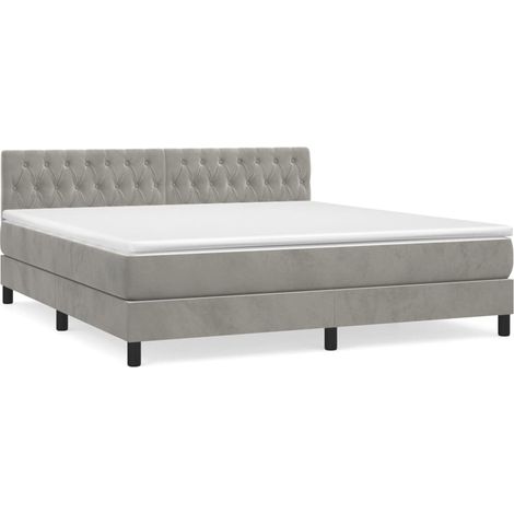 Maison Exclusive - Boxspringbett mit Matratze Hellgrau 180x200 cm (1/5)