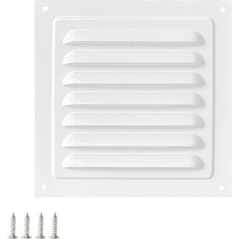1 Pièces 150 x 150 mm Grille de Ventilation Carrée en Acier Inoxydable, Modèle à Persiennes Avec Moustiquaire pour Mur, Plafond, Blanc (1/5)