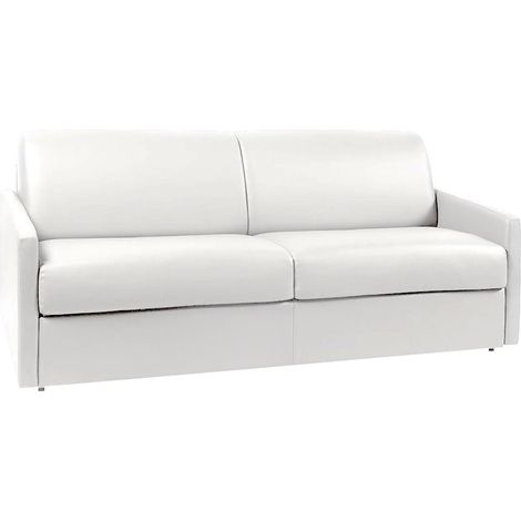 Divano letto 4 posti express in similpelle bianca con seduta memory foam - Letto 160 cm - Materasso 22 cm memory foam - CALIFE (1/2)