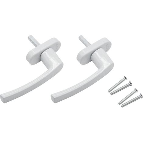 2 poignées de fenêtre en aluminium - Poignée de fenêtre avec pivot de verrouillage - Longueur 35 mm - Serrure de fenêtre avec verrouillage enfant - Blanc (sans clé) (1/5)