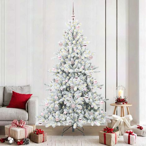 Künstlicher klappbarer Weihnachtsbaum Weiß 210 cm PVC und Stahl