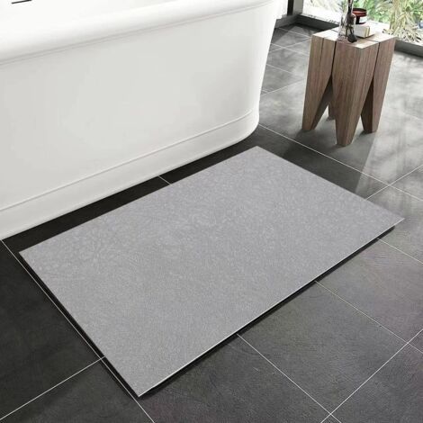 Tapis Salle de Bain Absorbant Diatomite, Couleur Unie Minimaliste Tapis de Bain Antidérapant Séchage Rapide Doux pour Entrée, Baignoire, Porte d'entrée, Chevet, Canapé, Salon (Grey,50x80cm) (1/5)