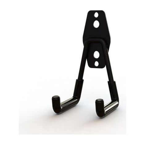 Set mit 2 Garagenhaken, Doppelhaken zur Garagenaufbewahrung, Wandhaken für Fahrräder zur Organisation von Werkzeugen, Treppen und Fahrrädern, Schwarz, 11 x 7,5 x 5 cm, inklusive Schrauben (1/5)
