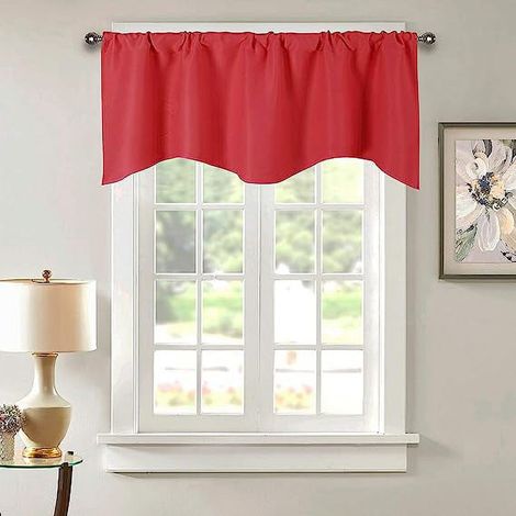Rideau Frontal Occultant - 52 x 18 Pouces - Poche Pour Tringle - Bord Arrondi - Pour Cuisine Chambre Salle De Bain - 1 Pièce (1/4)