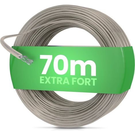Corde à Linge 70m - Corde avec Noyau en Acier, Ultra résistante, idéale pour Jardin, Camping et séchoir. Résistante aux intempéries, Parfait pour Usage extérieur (1/5)