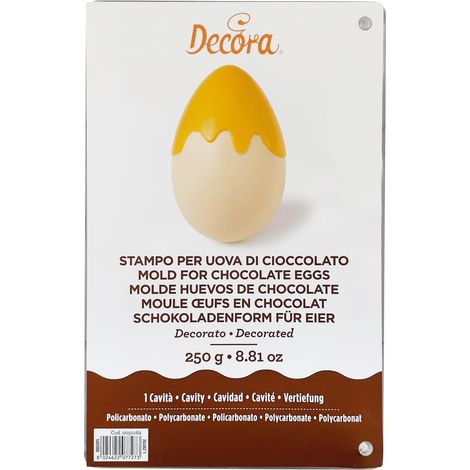 Decora 0050162 Stampo Professionale per Uovo di Cioccolato con Colata, In Policarbonato, 1 Cavità, 135 X 205 mm, Ideale per Realizzare un Uovo Lucido e Croccante, Design Professionale, Made in Italy (1/5)