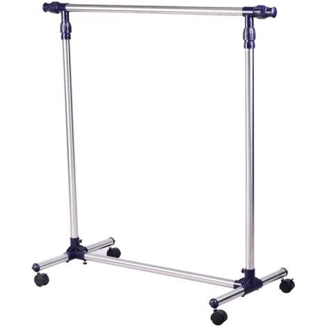 SABIR Porte-manteau, portant à vêtements sur roulettes, tringle réglable en hauteur et extensible, armoire autoportante pour entrée, acier inoxydable, 86 x 45 x 95 cm (1/4)