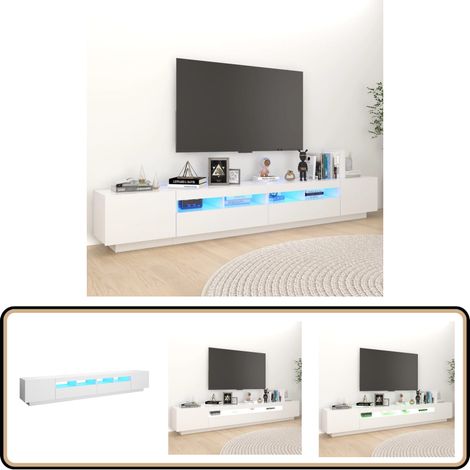 Meuble TV avec lumières LED Blanc 260x35x40 cm - Meuble Tv - Meuble Téléviseur - Meuble Audiovisuel - Éclairage Led - Rgb (1/5)