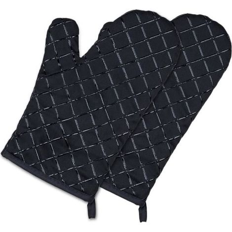 Silikon-Backhandschuhe, hitzebeständig, wasserdicht und rutschfest, ideal für Grillen und Kochen, schwarz.