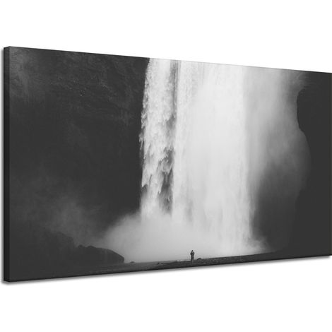 Lienzo impreso Cascada en blanco y negro 120x70 cm